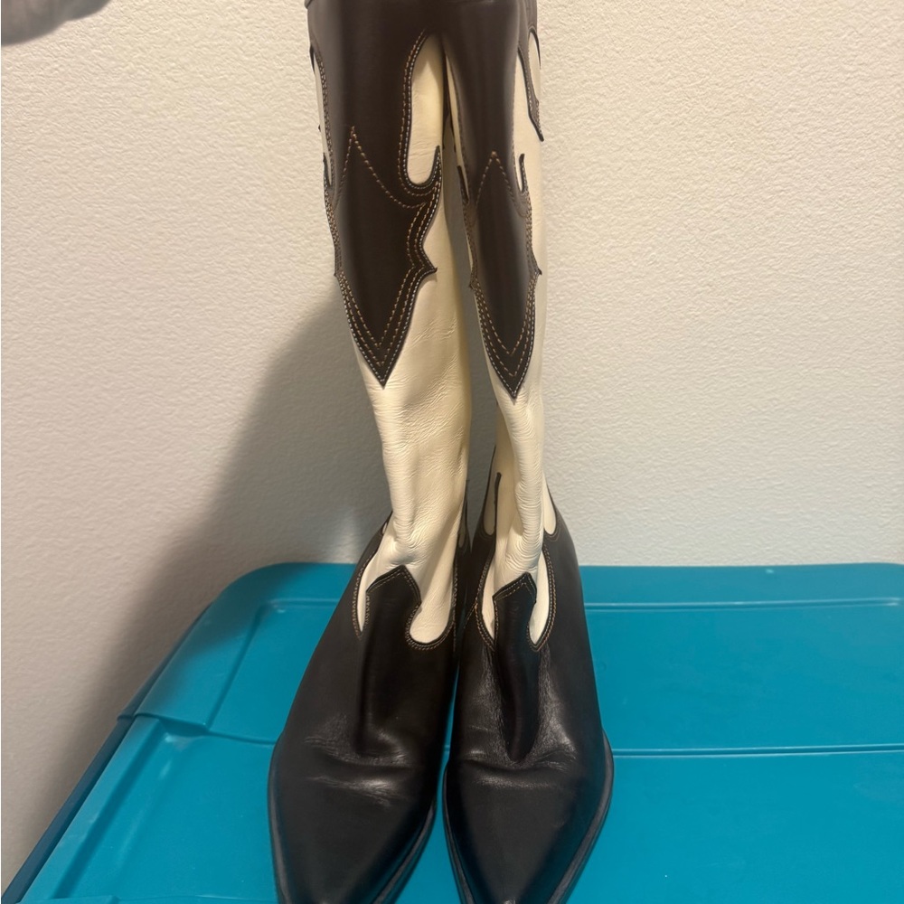 & Other Stories Black and White Heeled Boots
